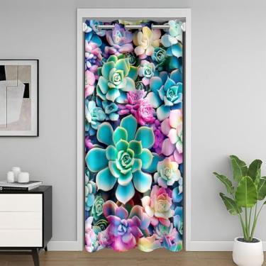 Imagem de Cortina de porta de suculentas, cortinas de privacidade de planta verde cacto, cortina de porta de quarto botânica tropical, tema de jardim para crianças, adolescentes, mulheres, adultos, para