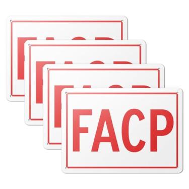 Imagem de 101SignCity Placa de alumínio de 25,4 cm x 17,8 cm para ponto de controle e acesso ao painel de alarme de incêndio - "FACP" - pacote com 4