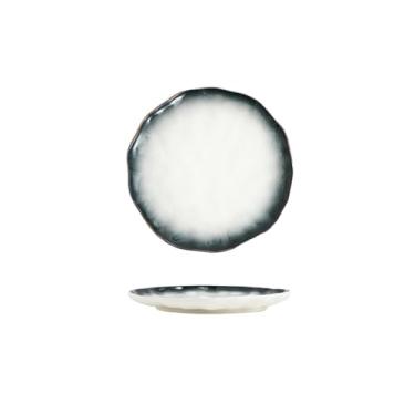 Imagem de Prato verde criativo japonês, tigela de arroz de cerâmica simples para uso doméstico - disco de 21,6 cm