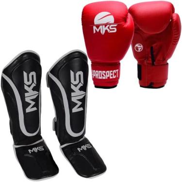 Imagem de Kit Luva Boxe Muay Thai Prospect Vermelha + Caneleira Muay Thai Prospe