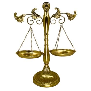 Imagem de Balança da Justiça Decorativa em Metal Dourado, 47 x 38 x 18 cm, Brás Continental