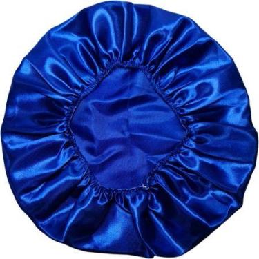 Imagem de Touca De Cetim AntiFrizz com Elástico Confortável - DaniBordados, Azul