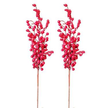 Imagem de 2 Galho Natalino Berries Vermelho Árvore Natal Enfeite 65Cm - Magizi