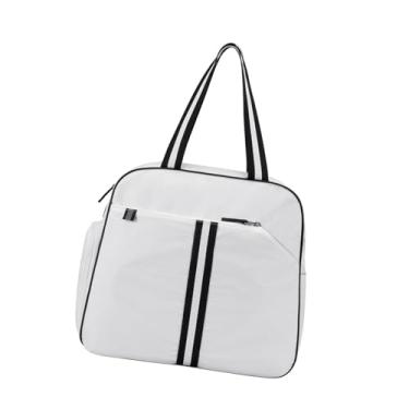 Imagem de UGPLM Bolsa de Pickleball com compartimento para sapatos multifuncional para mulheres e homens, bolsa profissional para transporte de raquetes de tênis e, Branco E Preto
