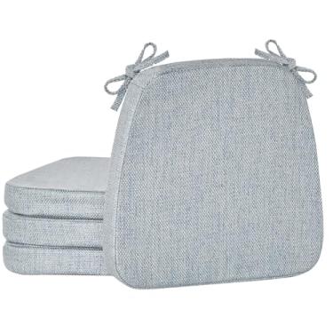 Imagem de Almofadas de cadeira para cadeiras de jantar e cozinha 5 cm de espessura de espuma de alta densidade com infusão de gel antiderrapante removível lavável capa laços confortáveis e respiráveis almofadas