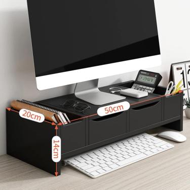 Imagem de Suportes Para Monitor Woode Economizam Espaço Organizador De Mesa Com Gaveta 2 Camadas Monitor Riser Desktop Stand Para Computador Tv De Tela Plana, White, No Cabinet Door