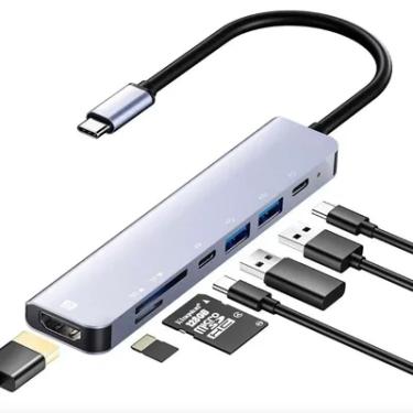 Imagem de Hub Adaptador Aula Uc-902 USB-c HDMI4k,microsd,sdcard,USB 3.0 Macbook