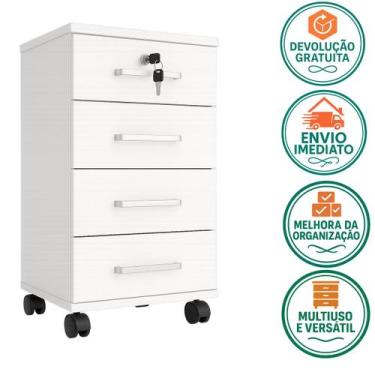 Imagem de Gaveteiro Com 4 Gavetas Organizador Escritório Com Rodinhas - Cema Dec