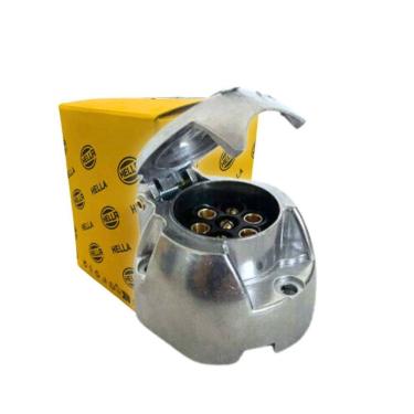 Imagem de Tomada Elétrica Femea 7 Pinos Reboque Carreta Alumínio Hella