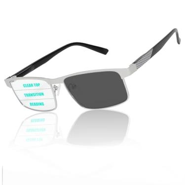 Imagem de GHDBFMB Armação de metal masculina, óculos de leitura progressiva de transição multifoco com bloqueio de luz azul e dobradiça de mola