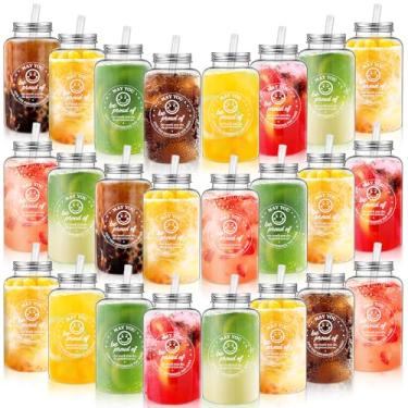 Imagem de Romooa 24 peças de copos de agradecimento a granel 482 g presentes de agradecimento de funcionários copos de plástico presentes inspiradores copo acrílico reutilizável skinny com tampa canudo para