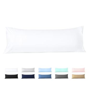 Imagem de Capa de travesseiro corporal 50 x 121 cm, 100% algodão egípcio, 600 fios, suave para a pele, 1 pacote de fronhas com fecho de zíper 50 x 122, branca