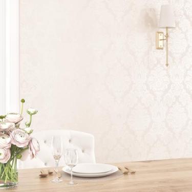 Imagem de Mangoloo Papel de parede rosa de seda rosa em relevo floral para banheiro quarto de parede de destaque temporário autoadesivo removível para armários forros de mesa