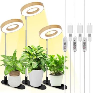 Imagem de Pacote de 3 LED de mesa Grow Light LORDEM Bamboo Base Full Spectrum