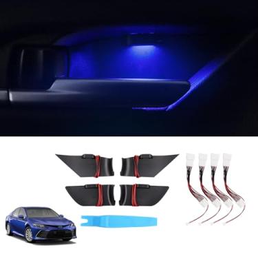 Imagem de Powerty Luz Led Para Toyota Camry Xv80 2025, Acessórios, Maçaneta Interna, Tigela, Iluminação Ambiente, Lâmpada Interna Decorativa, 4 Peças, Azul