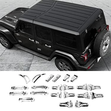 Imagem de CheroCar 22 peças acessórios exteriores tampa do capô do motor tampa da dobradiça da porta lateral ar condicionado tampa da maçaneta da porta para Jeep Wrangler JL JLU Sports Sahara Freedom Run 2018
