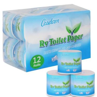 Imagem de Papel higiênico RV Cosdam de 3 camadas, 400 folhas, 12 rolos