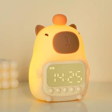 Imagem de Despertador Yiliaw Capybara com luz noturna para crianças de silicone