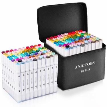 Imagem de Marcadores de álcool ANICTOBS 80 cores com suporte básico