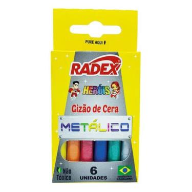 Imagem de Giz de Cera 6 Cores Metálicas Fino Radex Heróis