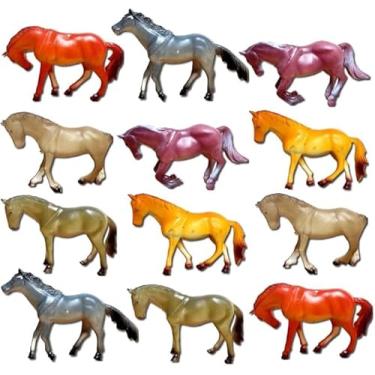 Imagem de Kit 12 Cavalos Selvagens Animais Vinil Pinturas Realistas Brinquedo e Maquetes