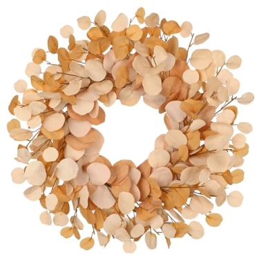 Imagem de Guirlanda de outono para porta da frente guirlanda de outono de 61 cm para ambientes internos e externos, guirlanda de ação de graças para cornija, parede, guirlandas de eucalipto falsas para porta da