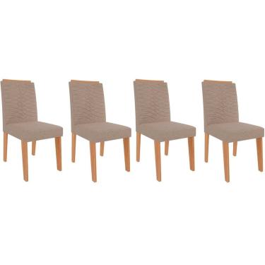 Imagem de Cadeira Sala de Jantar Clarice Kit 4 Un Carvalho/ Linho Bege - Cimol