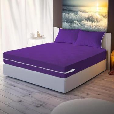 Imagem de Capa de Colchão Casal Queen + Par de Capa de Travesseiro 50x70 Malha G