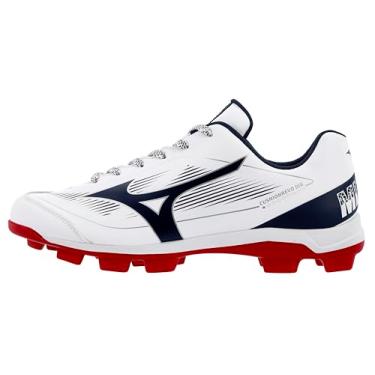 Imagem de Mizuno Chuteira masculina de beisebol Cushion revo Diamond TPU Spike, Branco - azul-marinho, 38