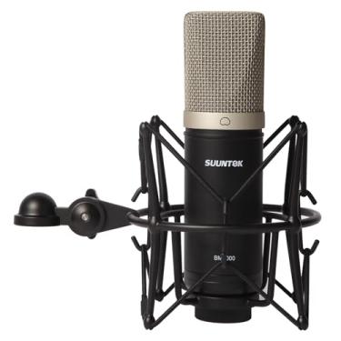 Imagem de SUUNTOK Microfone condensador XLR, kit de microfone cardioide de gravação profissional de diafgrama grande com suporte de choque, para estúdio, transmissão ao vivo, podcast, locução, You-Tube (prata)