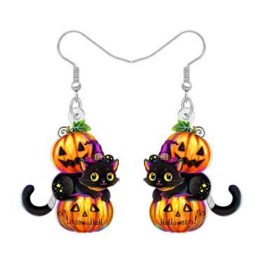 Imagem de DALANE Novidade de acrílico assustador presentes de Halloween brincos pendentes de abóbora gato preto chapéu de bruxa fantasias de feriado joias presentes góticos exclusivos para mulheres, mães