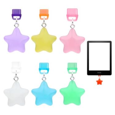 Imagem de SAKDWUR Charme de plugue de poeira Kindle de 7 peças - pingente de plugue de poeira tipo C, design de estrela fofa que brilha no escuro compatível com porta de carregamento tipo C, acessórios de