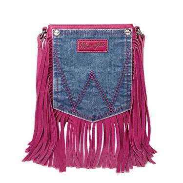 Imagem de Wrangler Bolsa médica pequena feminina vintage, bolsa ocidental com alça larga, Jeans rosa oeste, 0.5"D x 7"W x 8.2"H