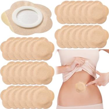 Imagem de Joez Wonderful Embalagem de óleo de rícino descartável, adesivos de umbigo, adesivos de óleo de rícino autoadesivos, capas de embalagem de algodão orgânico - floral (bege, 8 x 8 cm)