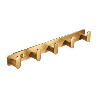 Imagem de Bothyi Cabide de parede para casacos, ganchos para porta, 5 ganchos, decoração dourada, cabide de toalhas de metal, para chapéus, jaquetas, bolsas, entrada,