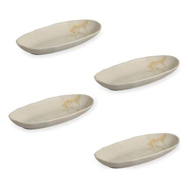 Imagem de Conjunto de Travessas Oval Funda G Porto Brasil Orgânico Campestre em Stoneware – 4 Peças