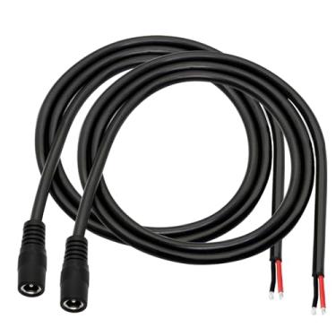 Imagem de Cabo de alimentação 12V 5A DC Pigtail 16AWG 2,1 mm x 5,5 mm macho fêmea DC Pigtail Cabo de alimentação para câmera de segurança CCTV, DVR, fita de LED, 1 m