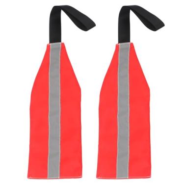 Imagem de YINSHCO 2 peças de bandeira de viagem de segurança com faixa refletiva para caiaque, canoa, bandeira vermelha de aviso com correia para caiaque, barco, bicicleta, viagem, reboque, aviso de caminhão