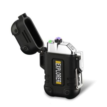 Imagem de Isqueiro de Plasma à Prova d’Água E Vento Impermeável com Apito de Emergência – Recarregável via USB Portátil, Ideal para Camping, Sobrevivência Pesca Trilhas e Aventuras ao Ar Livre (Preto)