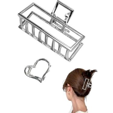 Imagem de Kit 2x Piranha Prendedor De Cabelo Quadrada Piranha Metal Presilha Metal Prata Vintage Luxo Feminina Elegante Mulheres Menina