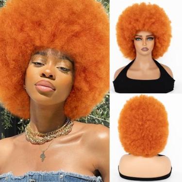 Imagem de FYIMUYI Peruca afro - Peruca macia dos anos 70 para mulheres negras, peruca afro crespa, grande, saltitante e macia, de aparência natural, perucas sintéticas para uso diário e festa de Halloween