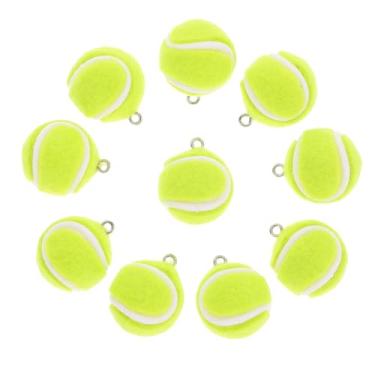 Imagem de 10 pingentes de mini bola de tênis, pingentes de chaveiro de tênis 3D, acessórios de artesanato de joias para fazer colares e pulseiras faça você mesmo, 2,3 cm