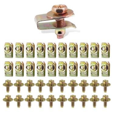 Imagem de Zikefest Kit de parafusos de corpo M6-1.0 de 40 peças, porcas em U extrudadas e kits de parafusos de corpo de cabeça sextavada, universal para o motor sob a tampa embaixo da bandeja protetor contra