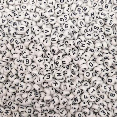 Imagem de Miçanga Passante Letras Colorida 7mm 300pçs 45g Alfabeto Escolha o Mod