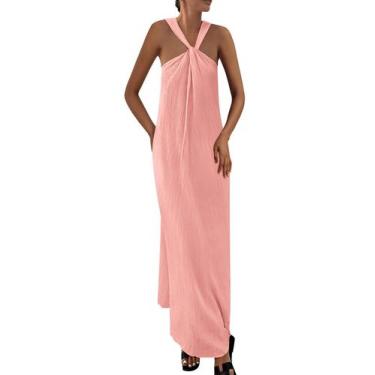 Imagem de Vestido de verão PRETTYGARDEN feminino 2025 com tiras soltas rosa GG