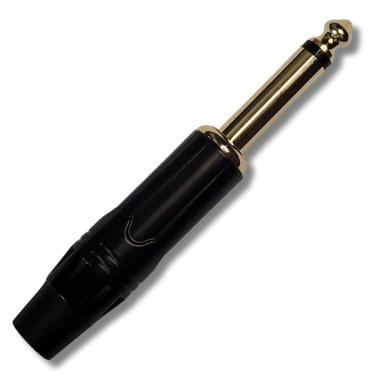 Imagem de Plug P10 Macho Mono Preto E Dourado Cobre Profissional