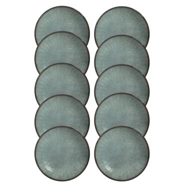 Imagem de Jogo 10 Pratos Fundo Coup Síria Verde Em Cerâmica Alleanza 25cm