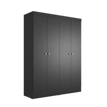 Imagem de Guarda-Roupa 4 Portas Renzo Casal 5 Nichos Quarto - Província, Preto F