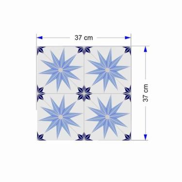 Imagem de Adesivo Para Piso Antiderrapante Lavável - Ladrilho Estrelado Azul - 1
