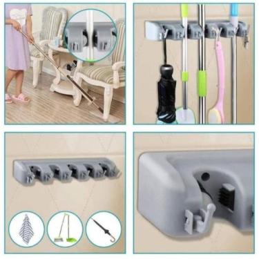Imagem de Suporte Multiuso 6 Posições Porta Vassoura Rodo Chave - ROSA - temdetu